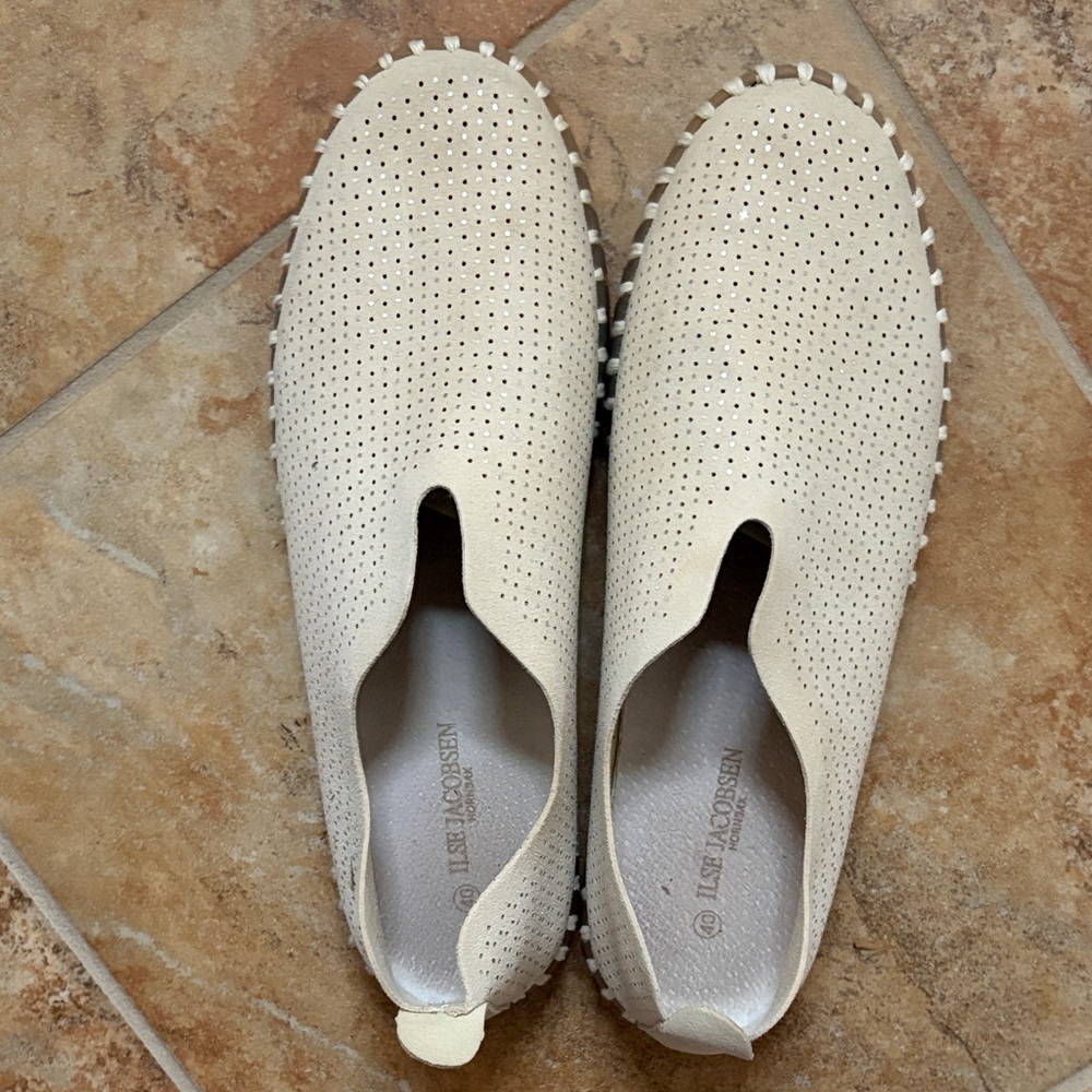Lisie Madsen Perforated Slip-On Loafers in Cream
